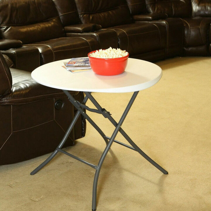 Folding Table Lifetime White Circular Steel Plastic 83 x 73,5 cm