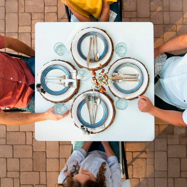 Table Klapptisch Lifetime Weiß karriert Stahl Kunststoff 86 x 86 x 74 cm