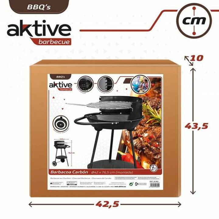 Kolenbarbecue met wielen Aktive Textilene 42 x 76,5 cm Zwart