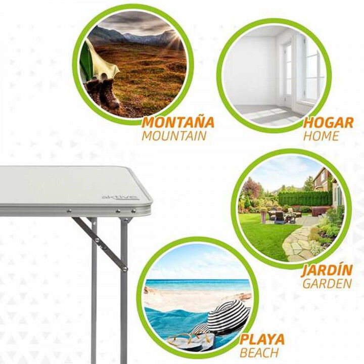Folding Table Aktive White Steel MDF Wood 80 x 60 x 70 cm