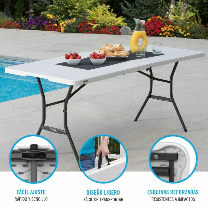 Mesa Plegable Lifetime Blanco Rectangular Acero Plástico 185 x 76 x 74 cm