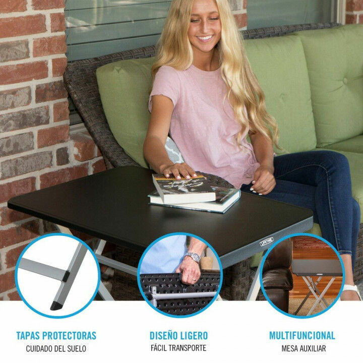 Folding Table Lifetime Black Steel Plastic 75 x 50,5 x 66 cm