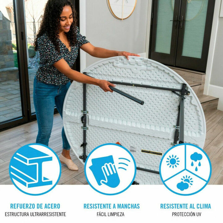 Tavolo Pieghevole Lifetime Bianco Acciaio Plastica 122 x 73 cm