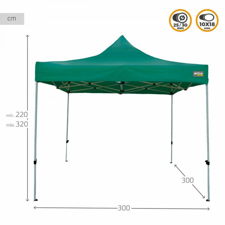 Gazebo Aktive 300 x 300 x 220 cm Verde Pieghevole Altezza regolabile