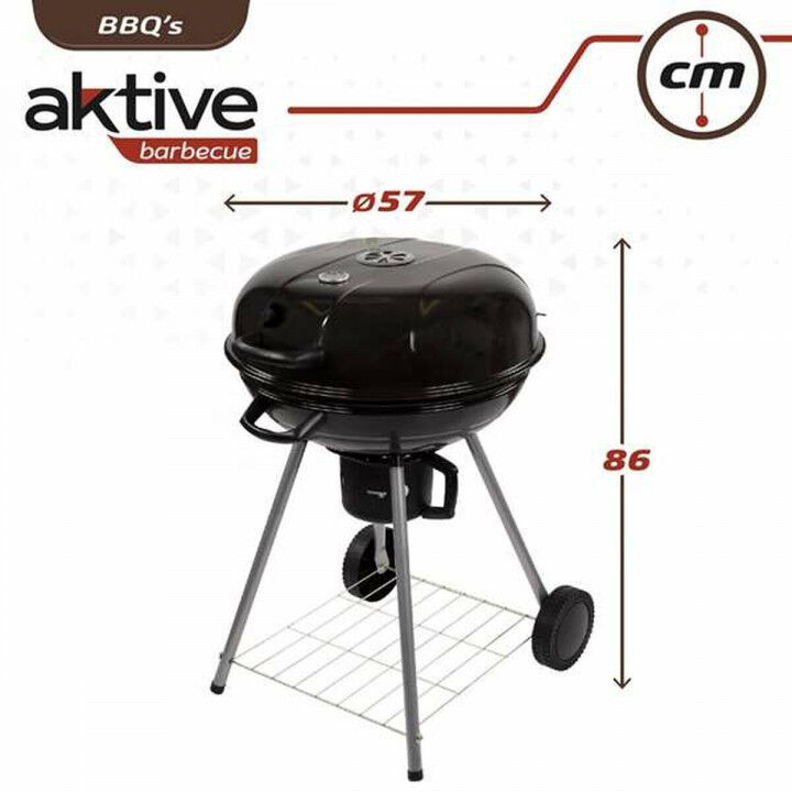 Barbacoa de Carbón con Ruedas Aktive Textilene 57 x 86 cm Negro