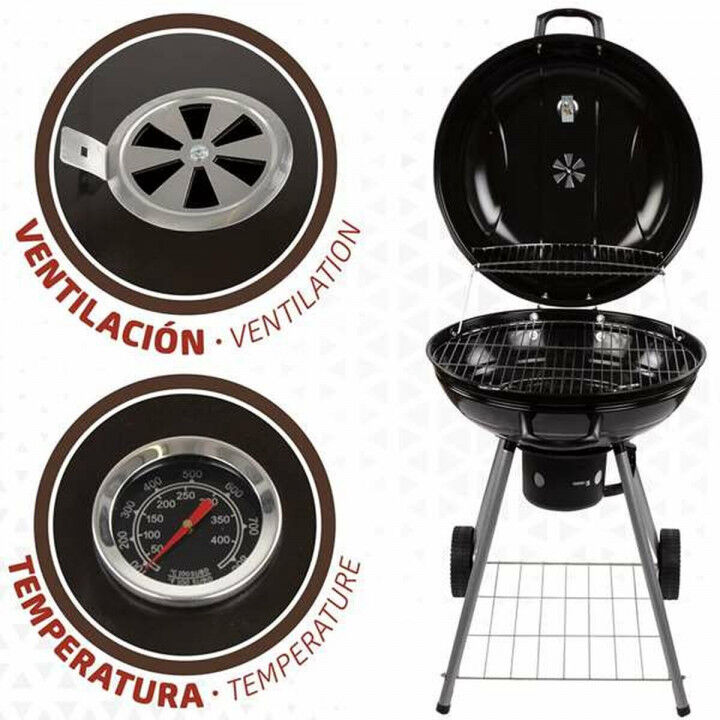 Roues de barbecue au charbon de bois Aktive Textilene 57 x 86 cm Noir