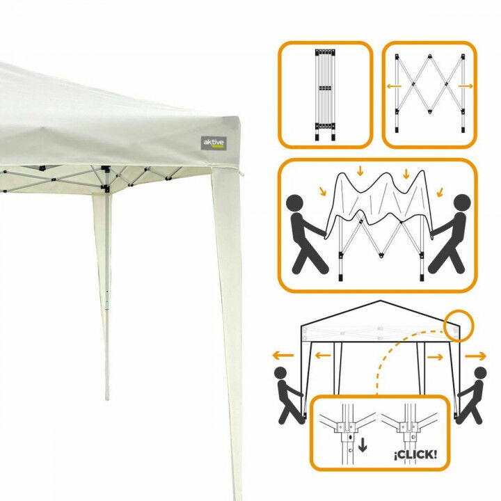 Gazebo Aktive Max-Air Bianco 300 x 300 x 250 cm Stoffa Acciaio