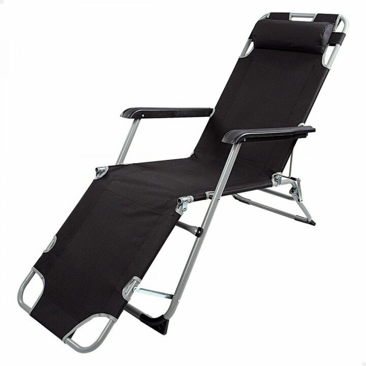 Tumbona reclinable Aktive Poliéster 600D Acero Negro 177 x 47 x 34 cm