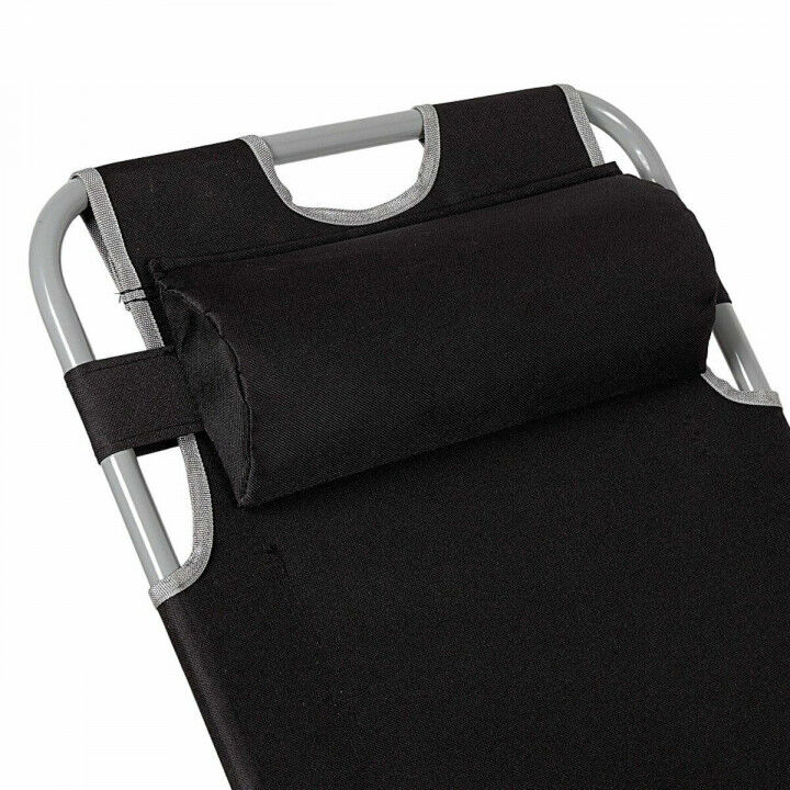 Tumbona reclinable Aktive Poliéster 600D Acero Negro 177 x 47 x 34 cm