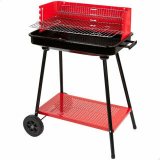 Barbecue a Carboni con Ruote Aktive Acciaio Plastica 66 x 44 x 85 cm Rettangolare Rosso