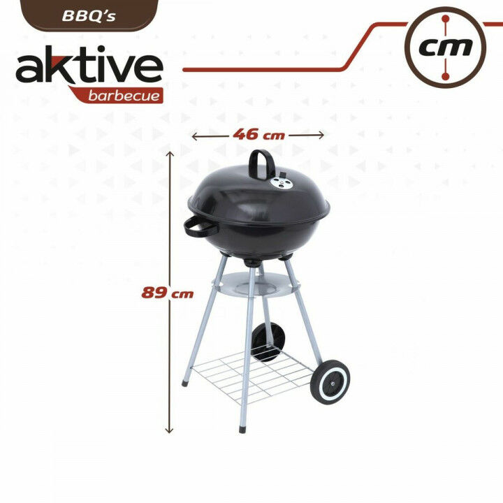 Kolenbarbecue met wielen Aktive 46 cm Rond Zwart Met deksel