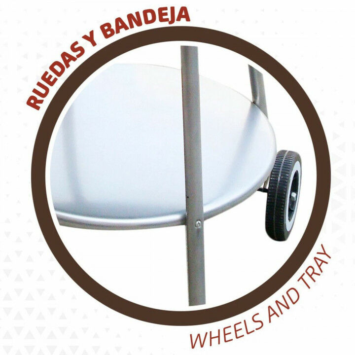 Barbecue a Carboni con Ruote Aktive 51 x 51 x 82 cm Nero