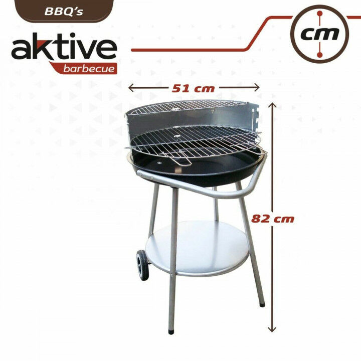 Kolenbarbecue met wielen Aktive 51 x 51 x 82 cm Zwart