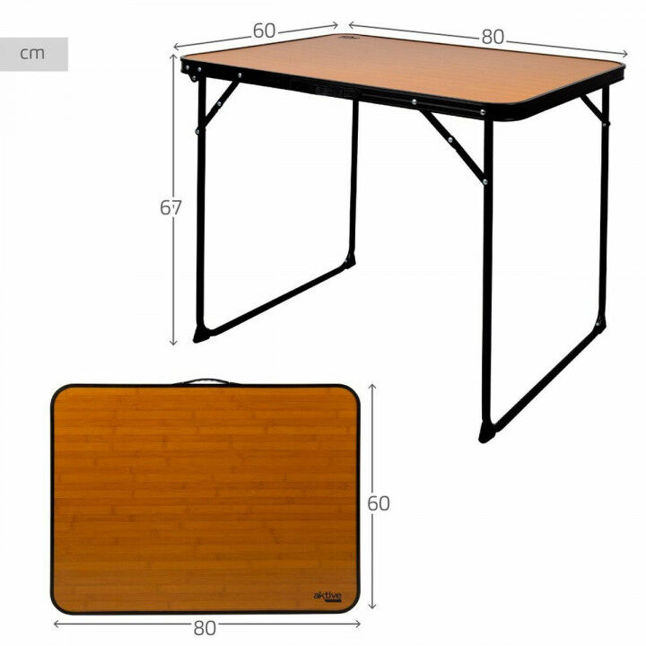 Folding Table Aktive Camping Bamboo 80 x 60 x 67 cm