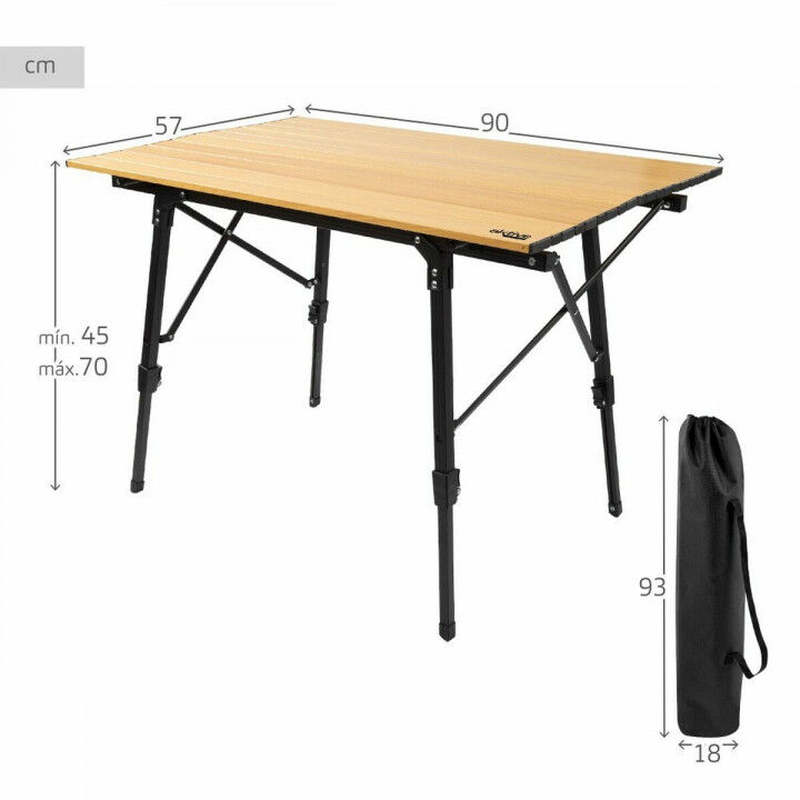 Vouwtafel Aktive 90 x 70 x 57 cm Voor de camping Zwart Bruin Aluminium