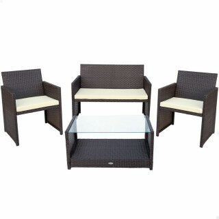 Muebles de Jardín Aktive Ratán Negro 4 Piezas