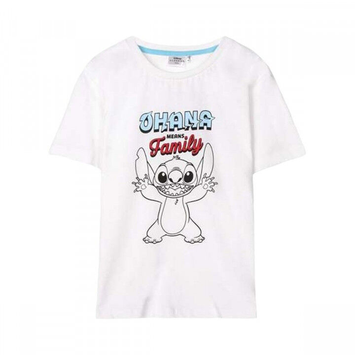 Camiseta de Manga Corta Infantil Stitch Blanco