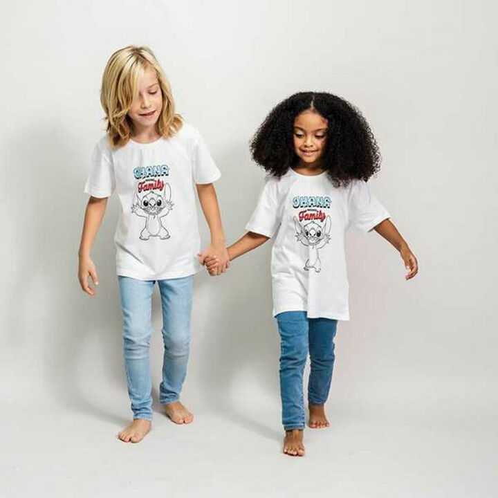 T-Shirt met Korte Mouwen voor kinderen Stitch Wit