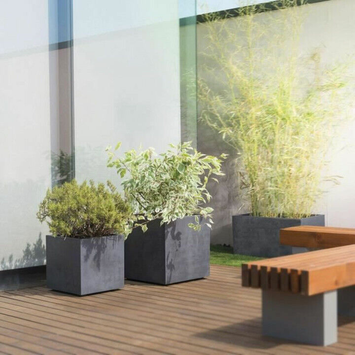 Zelfwaterende plantenpot Deroma Antraciet 79 cm Plastic Rechthoekig