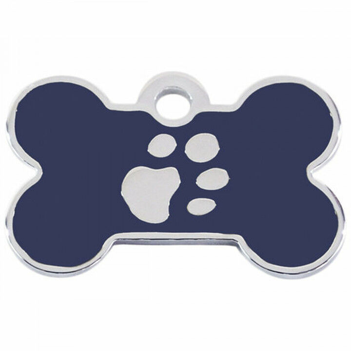 Plaque d'identification pour collier Imarc Bone Bleu Argent