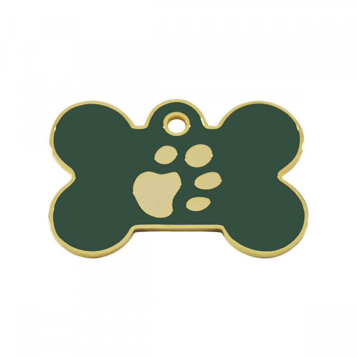 Identifikationsschild für Halsband Imarc grün Gold Knochen Aluminium