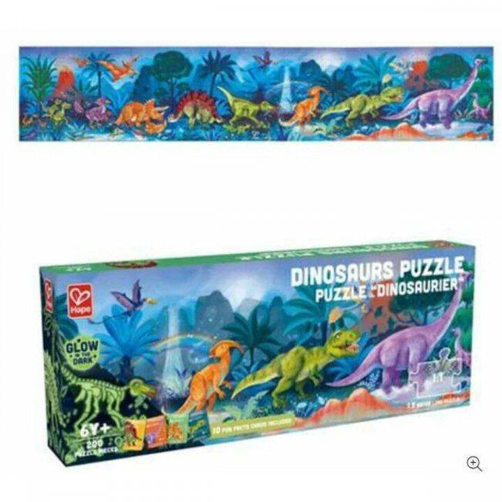 Puzzel Hape 150 x 30 cm 150 x 30 x 0,2 cm Dinosaurus 200 Onderdelen