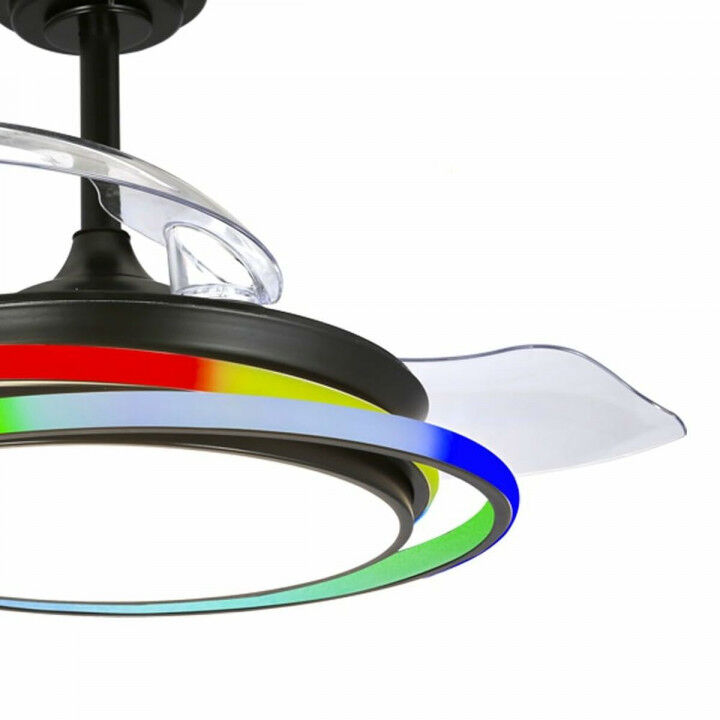 Plafondventilator CristalRecord ANTILA MINI RGB BK RETRAC Zwart