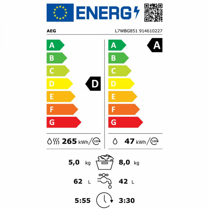 Lavatrice - Asciugatrice AEG L7WBG851 1600 rpm 5 kg