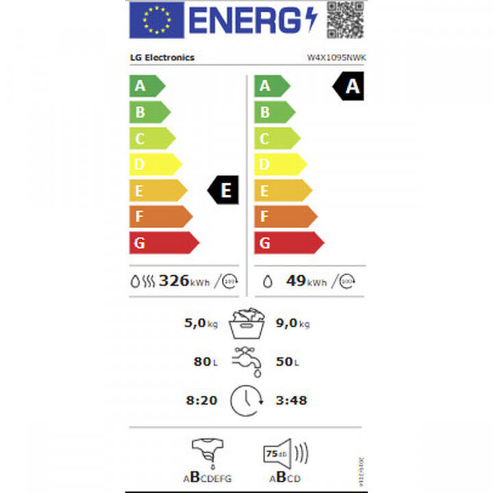 Laveuse - Sécheuse LG W4X1095NWK 5 kg 9 kg
