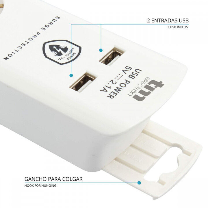 Multiprise 6 Prises avec Interrupteur TM Electron TMUAD306