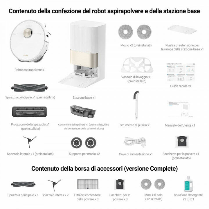 Robot Aspirapolvere Dreame X40 Ultra 700W 12000Pa 240 min Autonomia Mopa Autopulente