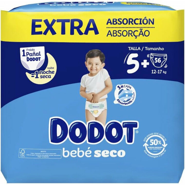Disposable nappies Dodot Etapas Extra 5 12-17 kg (56 Units)