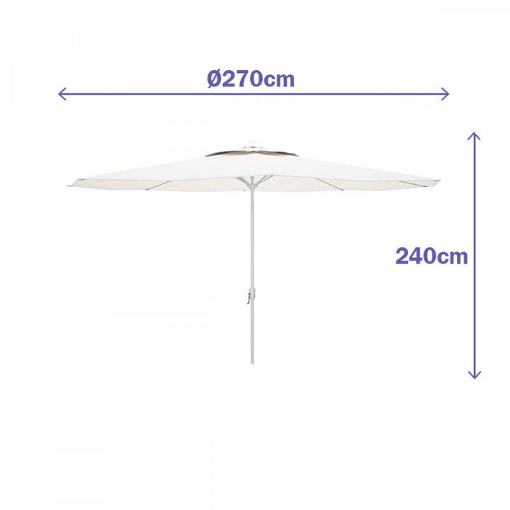 Marbueno Parasol Staal 8 Staven D270 cm Polyester Wit Tuin, Zwembad en Terras 10187