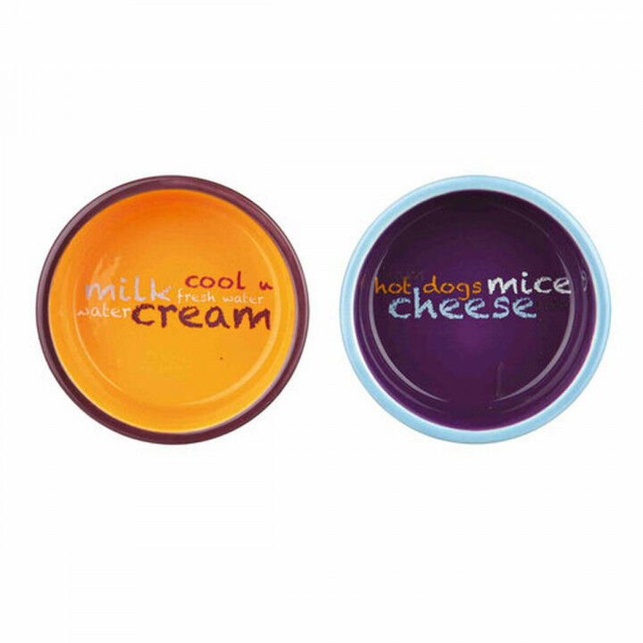 Ciotola per gatti Trixie Eat on Feet Arancio Azzurro Chiaro Lilla Ceramica Ferro Ø 12 cm (2 Unità)