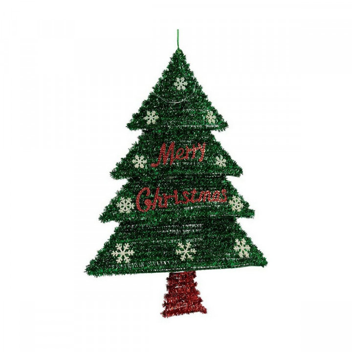 Kerstboom Krist+ Rood Groen Zilverkleurig Zilver Polypropyleen PET Plastic 44 x 58,8 x 7 cm Kerstboom