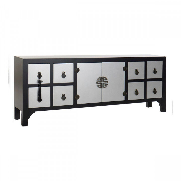 TV-tafel met Laden DKD Home Decor Spar Zilverkleurig Zwart Hout MDF 130 x 24 x 51 cm