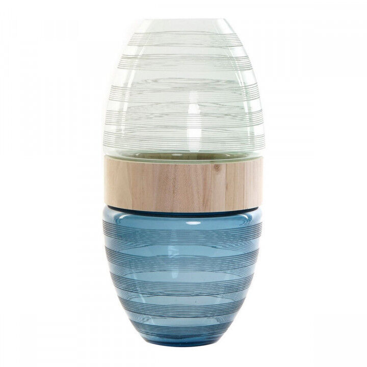 Vaas DKD Home Decor Blauw Munt Hout Kristal Modern (21 x 21 x 43 cm)