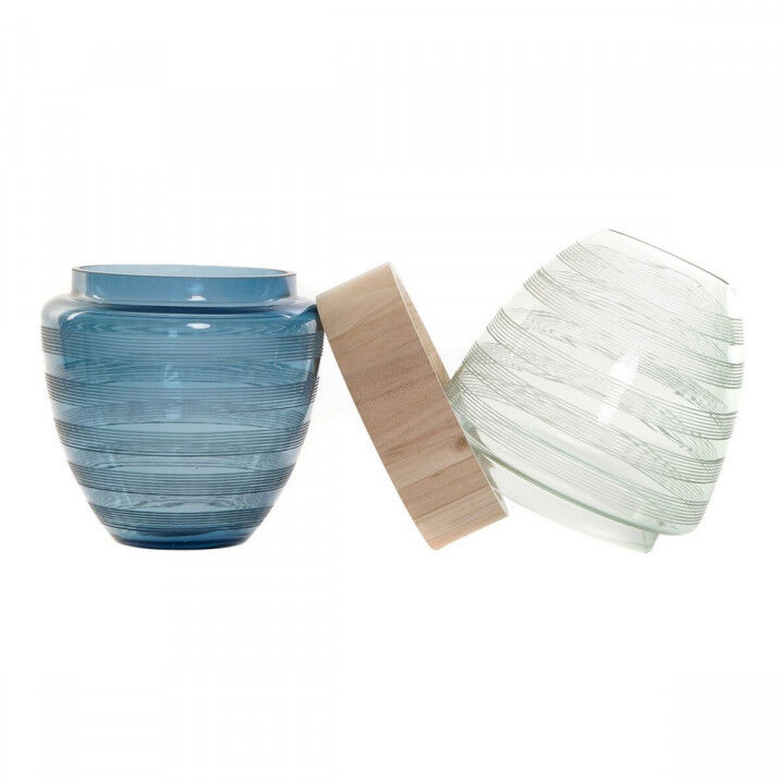 Vaas DKD Home Decor Blauw Munt Hout Kristal Modern (21 x 21 x 43 cm)