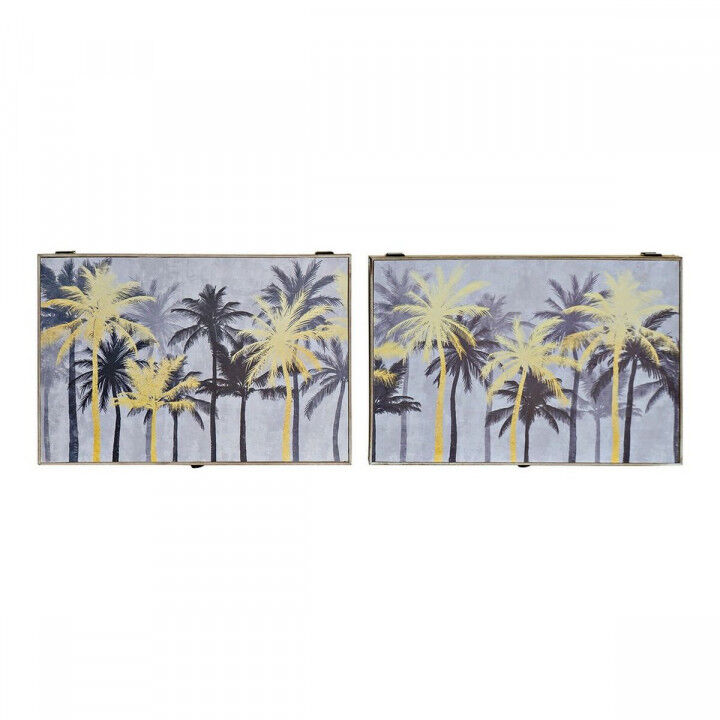 Dekorative Box DKD Home Decor Schwarz Gold Holz MDF Palmen Tropical Zähler (2 Stück)