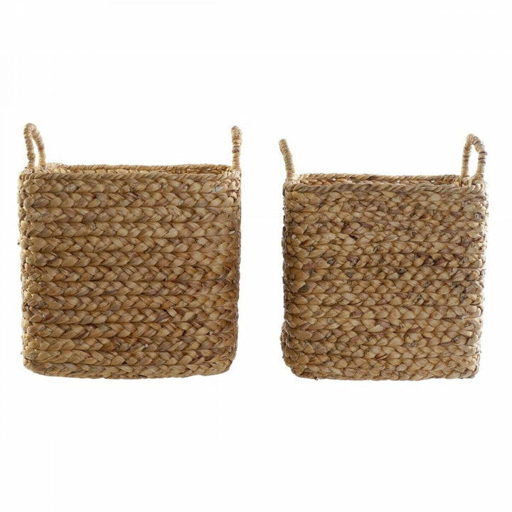 Basket set DKD Home Decor Brown Natural Rushes (2 Pieces)