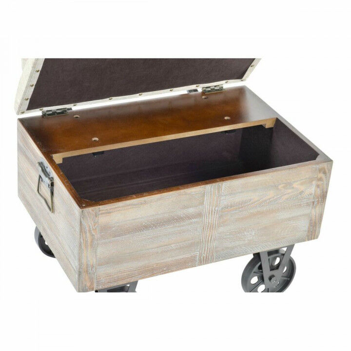 Banqueta DKD Home Decor   Abeto Natural Negro Beige Poliéster (61 x 51 x 77 cm)