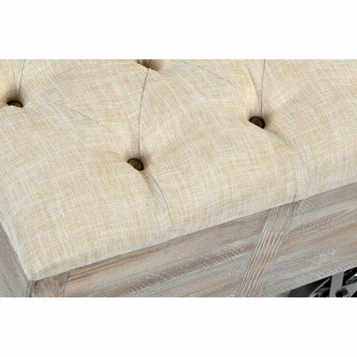 Banqueta DKD Home Decor   Abeto Natural Negro Beige Poliéster (61 x 51 x 77 cm)