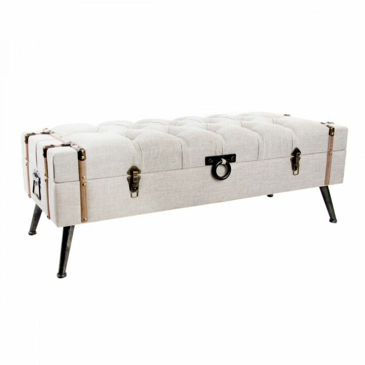 Bench DKD Home Decor   Beige Linen MDF Wood (122 x 47 x 43 cm)