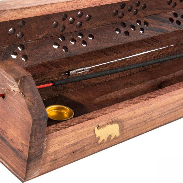 Essentiële olie brander DKD Home Decor Hout Bamboe Mandala Natuurlijk 26 x 8 x 8 cm Wierook (6 Stuks)