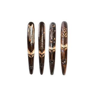 Wanddekoration DKD Home Decor Beige Holz Dunkelbraun Maske Tribal (15 x 6 x 100 cm) (4 Stück)