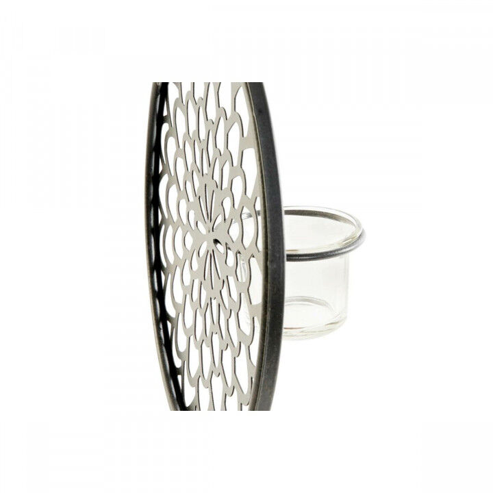 Candleholder DKD Home Decor Crystal Black Metal Wood Brown 20 x 20 x 36 cm