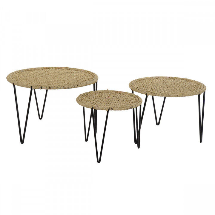 Set mit 3 Tischen DKD Home Decor Braun Schwarz natürlich 62 x 62 x 40 cm 62 x 62 x 40,5 cm