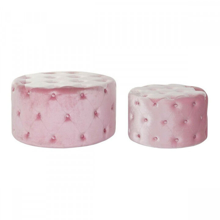 Repose-pied DKD Home Decor Rose Velvet Bois MDF Glam (2 pcs)