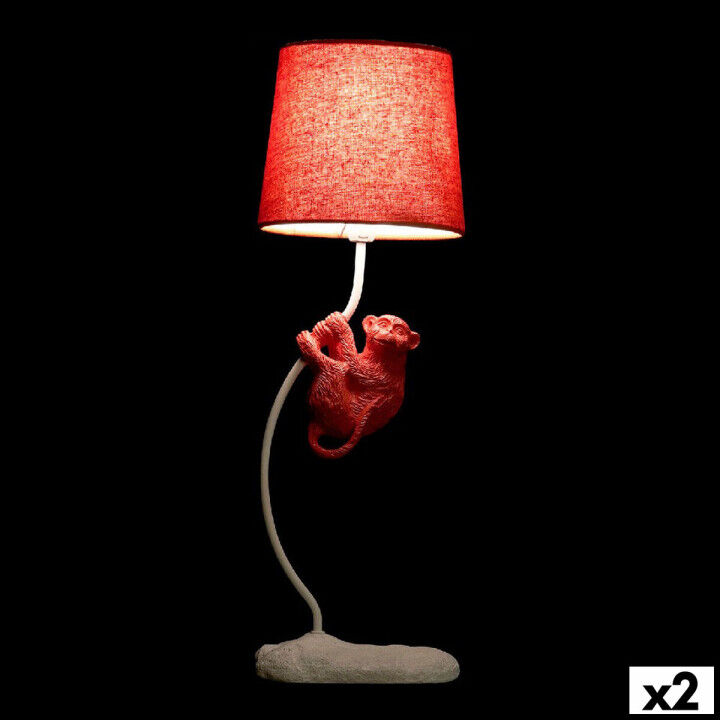 Desk lamp DKD Home Decor Polyester Resin 25W 220 V Monkey (2 pcs) (19 x 17 x 53 cm)