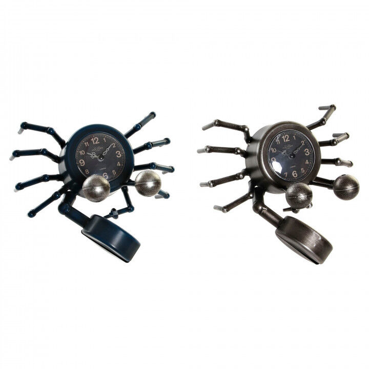 Tafelklok DKD Home Decor Blauw Zilverkleurig Dier Vintage Krab (2 Stuks)